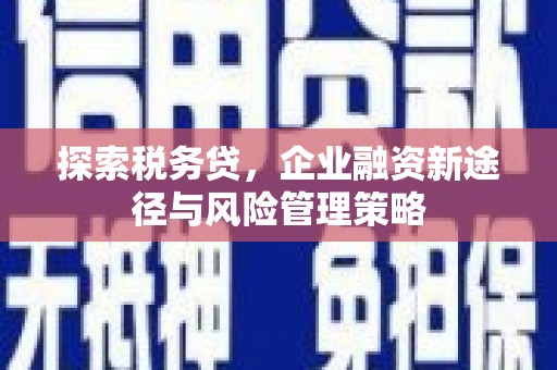昔阳探索税务贷，企业融资新途径与风险管理策略