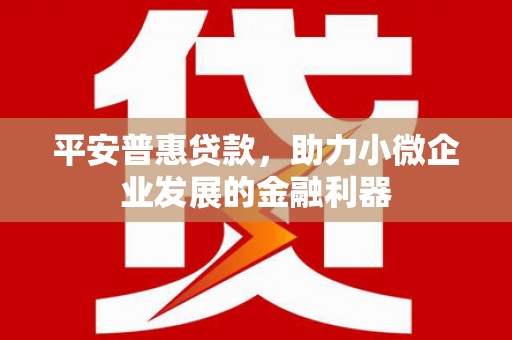 昔阳平安普惠贷款，助力小微企业发展的金融利器