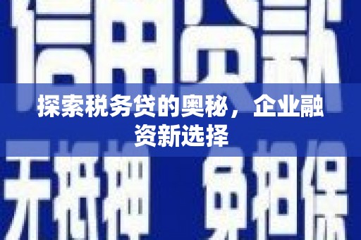 昔阳探索税务贷的奥秘，企业融资新选择